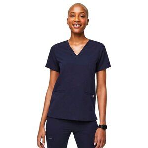 Figs Top Womens Small Blue V Neck Short Sleeve Classic Fit Medical Scrub‎ Casma